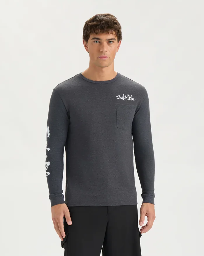 Men’s Hook Line and Sinker Fade Long Sleeve Shirt - Image 2