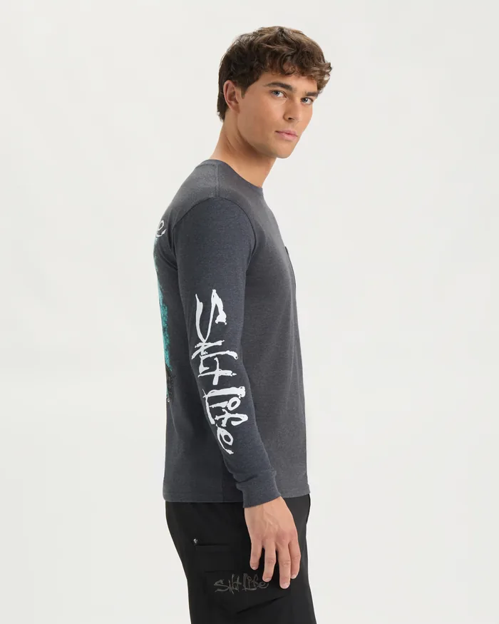 Men’s Hook Line and Sinker Fade Long Sleeve Shirt - Image 3