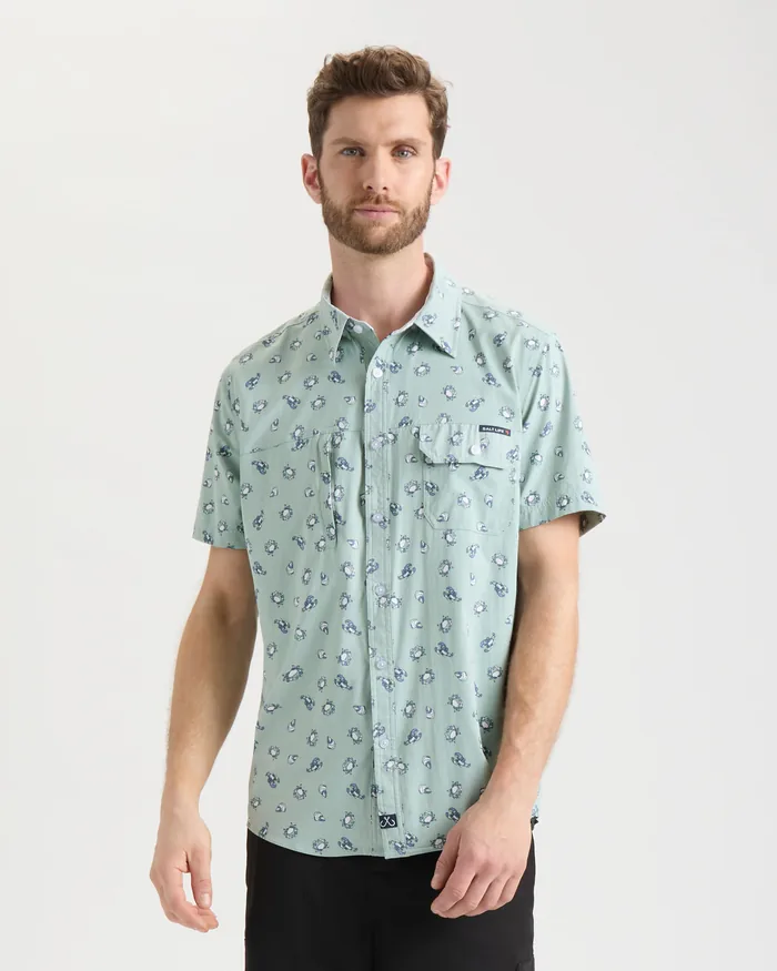 Men's Crustacean Life Woven Short Sleeve Shirt - Image 2