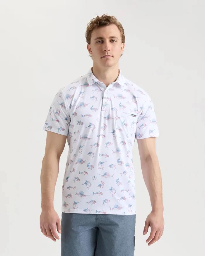 Men's Fish N' Bones Americana SLX Performance Polo - Image 3