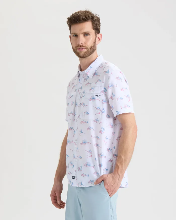 Men's Fish N' Bones Americana SLX Performance Short Sleeve Shirt - Image 3