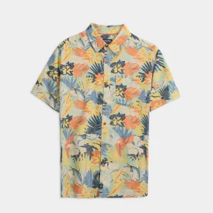 Men's Retro Tropical Tuna Woven Short Sleeve Shirt