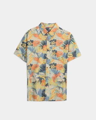 Men's Retro Tropical Tuna Woven Short Sleeve Shirt