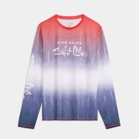 Men’s Red White and Waves Fade Perforated SLX Performance Tee