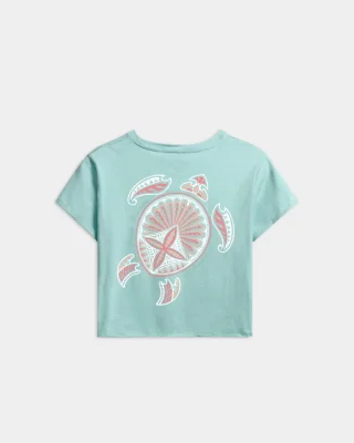 Women’s Beach Turtle Cropped Boyfriend Tee