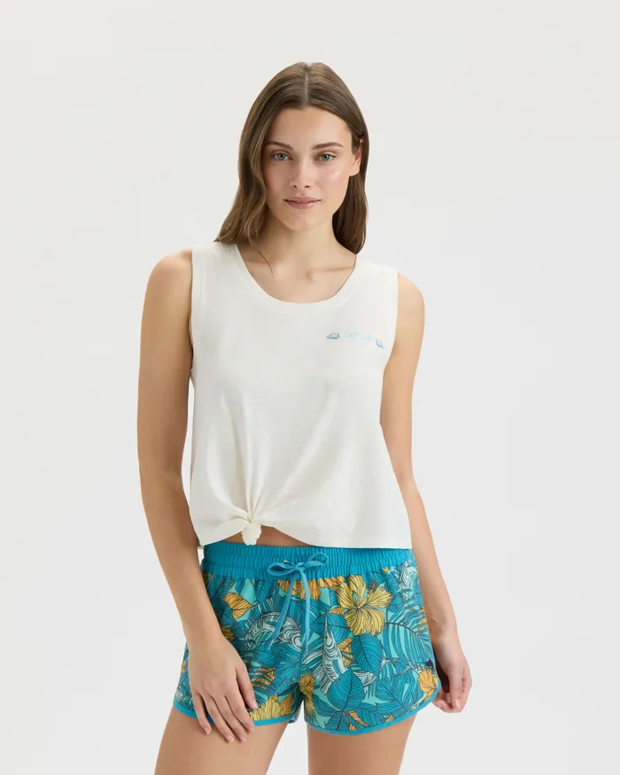 Women’s Aquarium Turtle Tie Front Tank Top - Image 2