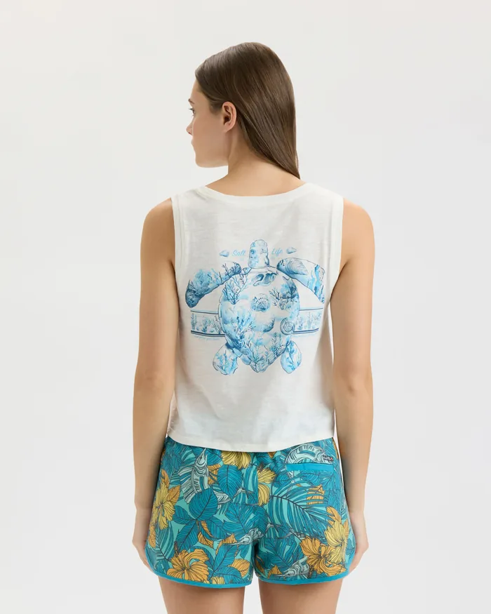 Women’s Aquarium Turtle Tie Front Tank Top - Image 4
